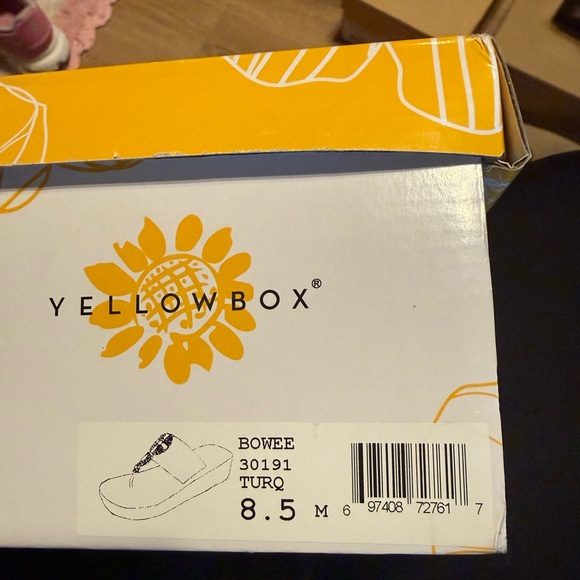 Yellow Box Black Sandals with Blue Accents - Picture 3 of 3